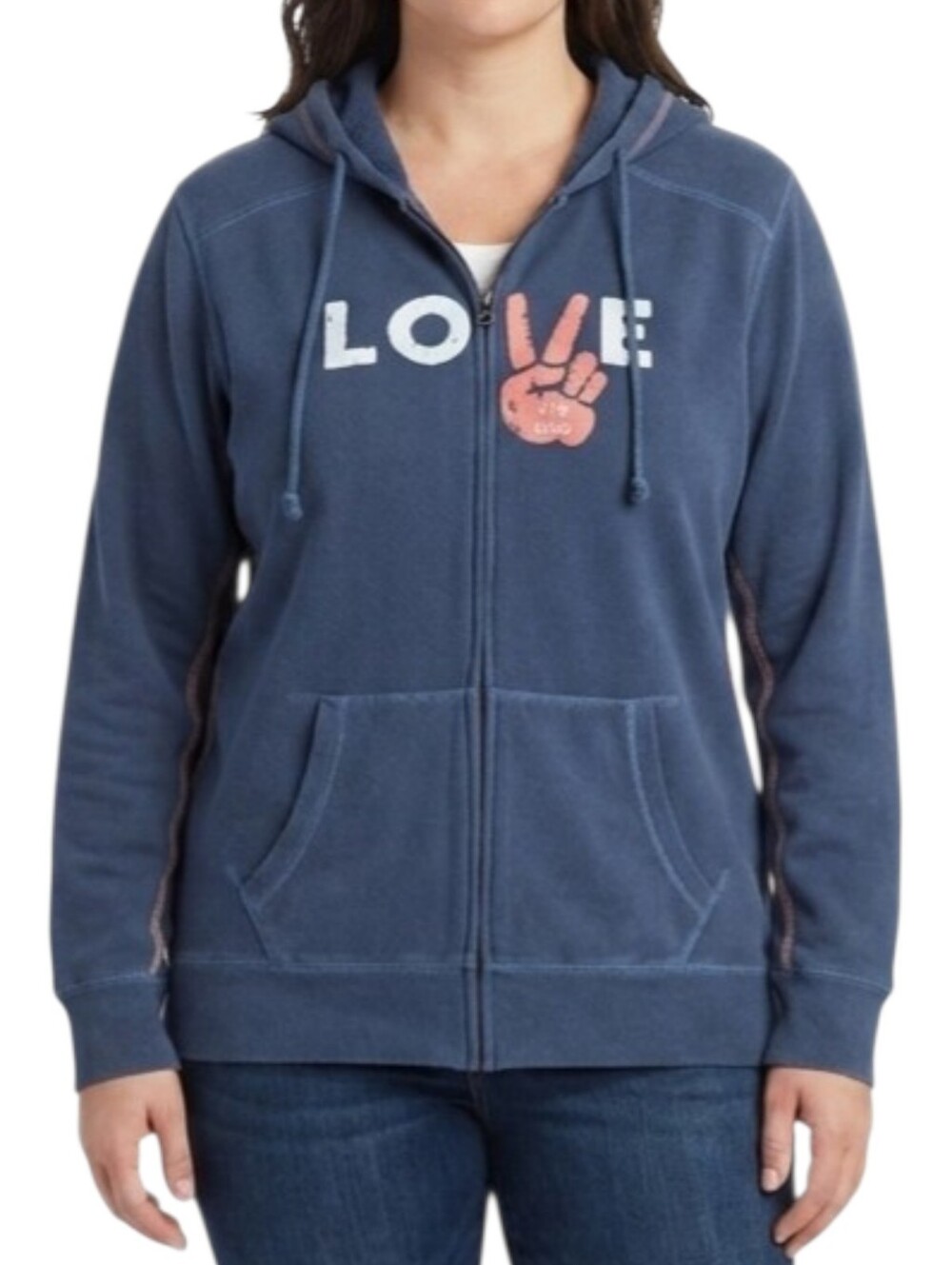 Life Is Good Love Peace Hoodie Full-Zip Sweatshirt Women's XXL 2X 2XL SOFT